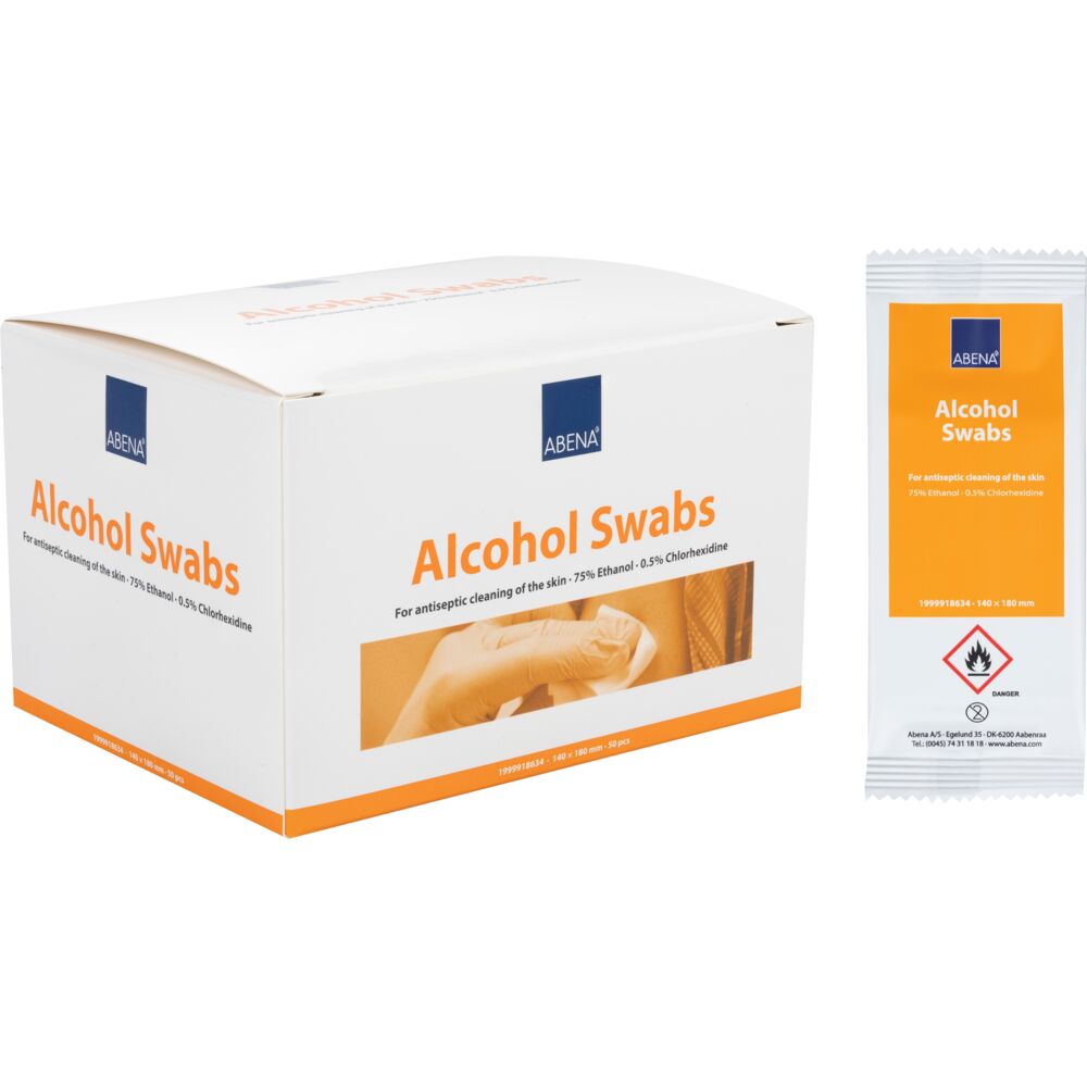 Huddesinfektion Serviet 75% ethanol med 0.5% klorhexidin Hvid Enkeltpakket,50 stk/bk