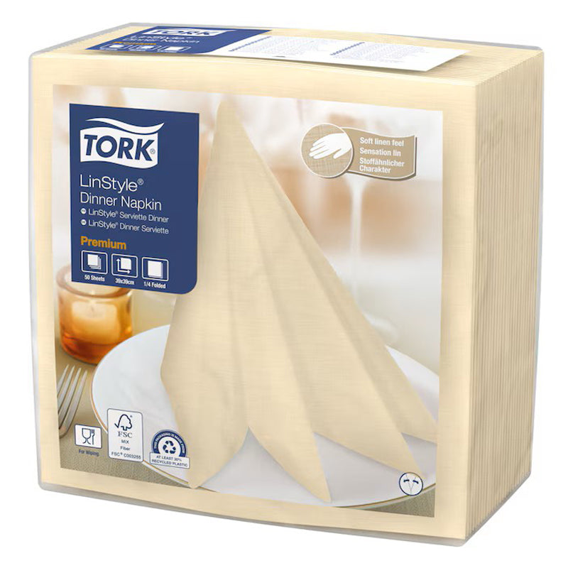 Serviet Tork Linstyle 39x39cm 1/4-fold Creme,14 pk x 50 stk/krt