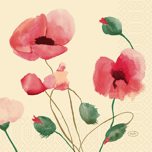 Serviet Duni 33x33cm 3-lags Poppy Charm,250 stk/pk