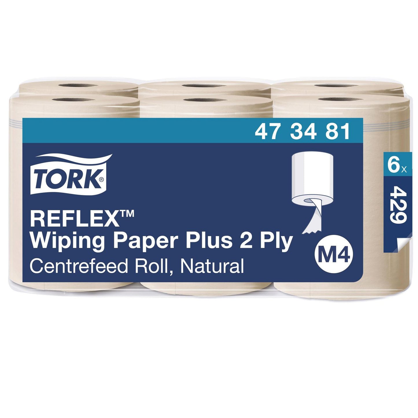 Håndklæderulle Tork Reflex plus M4 150m Ø19cm 2-lag Natur,6 rl/krt