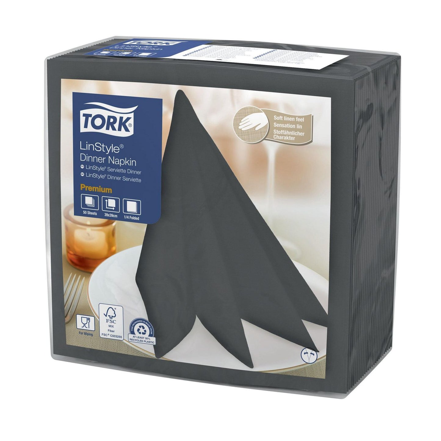 Serviet Tork Linstyle 39x39cm Antracitgrå,14 pk x 50 stk/krt