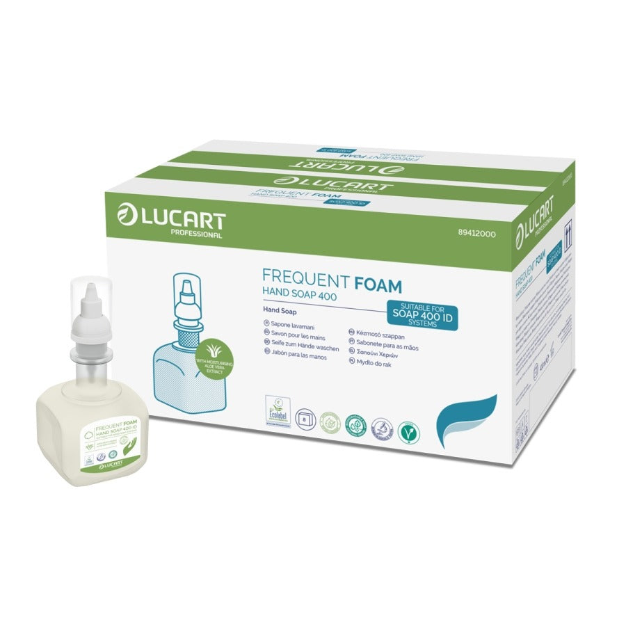 Skumsæbe Lucart Frequent Foam 400ml Ecolabel med Aloe Vera,8 stk x 400 ml/krt