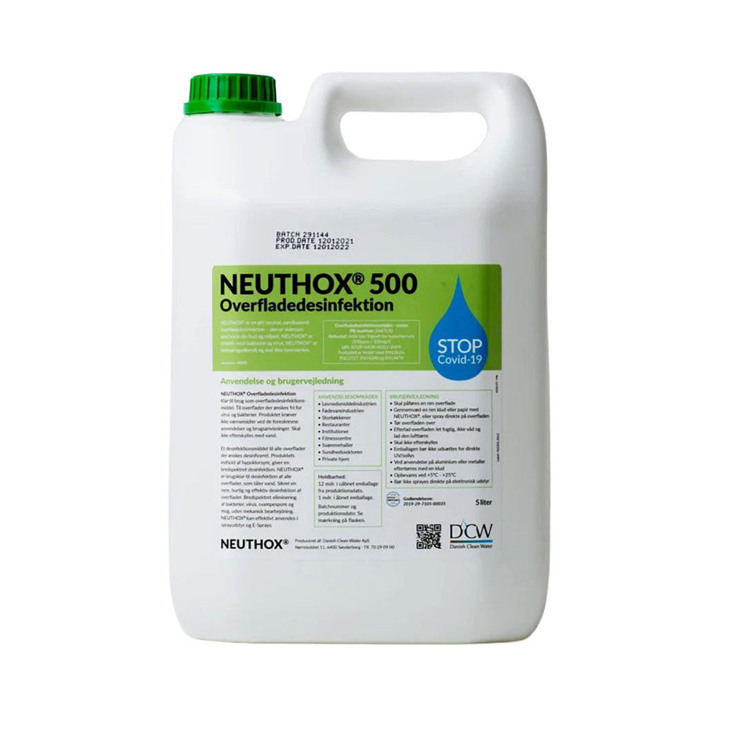 Desinfektion Neuthox 500 ppm 5ltr med Hypoklorsyre uden Sprit Fødevaregodkendt,5 ltr/dnk
