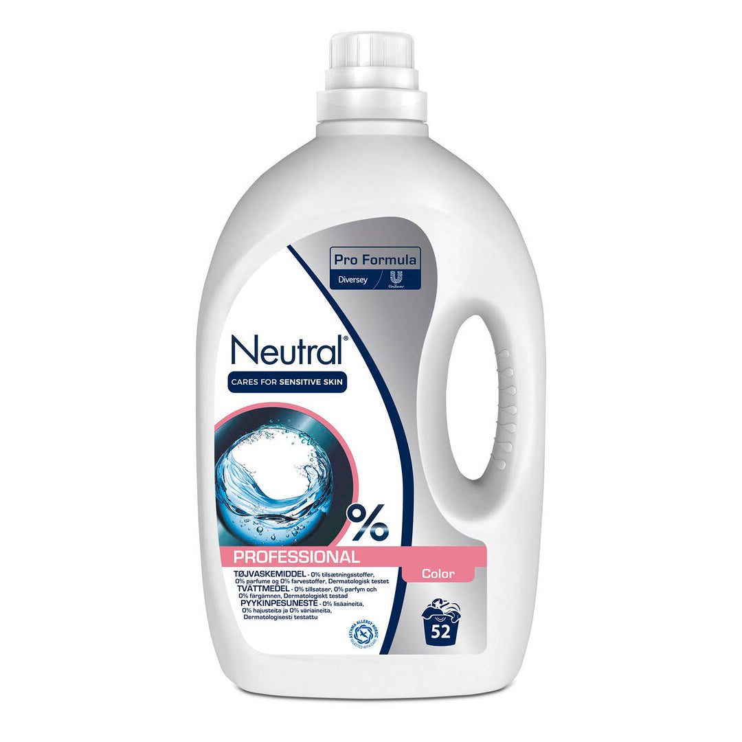 Tøjvask Flydende Neutral Professional Color 2.6ltr Allergimærket u Parf t farvet,3 dnk x 2.6 ltr/krt