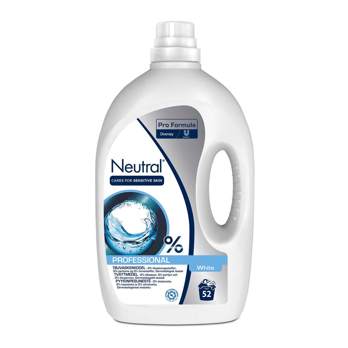 Tøjvask Flydende Neutral Professional White 2.6ltr Allergimærket u Parf t. hvidt,3 dnk x 2.6 ltr/krt