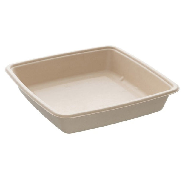 Bakke BePulp Kvadratisk 1400ml L230xB230xH45mm Bagasse U/PFAS Natur,6 pk x 75 stk/krt