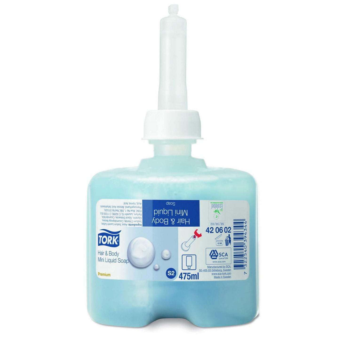 Badesæbe Flydende Tork Shower Cream Mini 475ml Ecolabel med Parfume til Mini S2,475 ml/fl