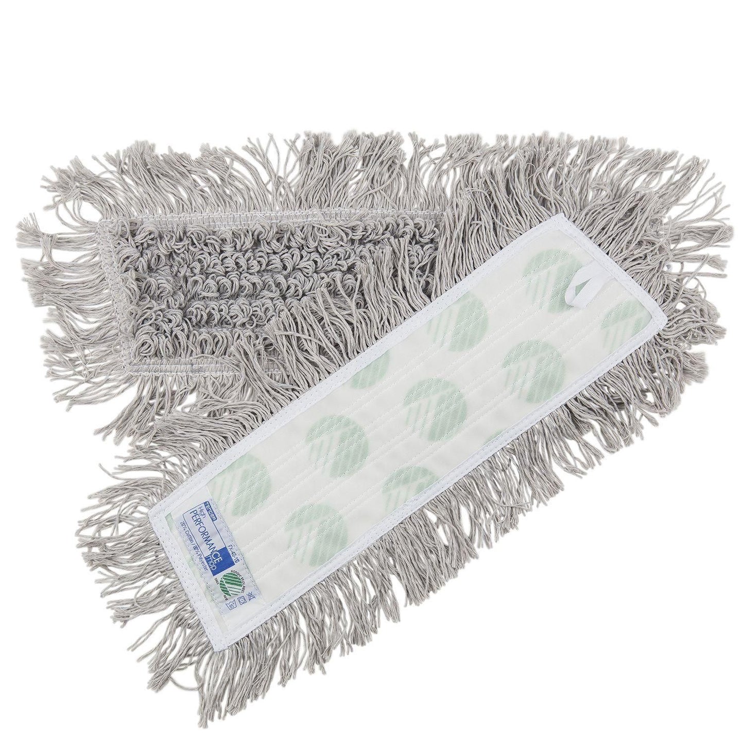 Moppe Velcro Mop 40cm Svanemærket med Frynser Grå Tør/Våd til trægulve/linoleum,1 stk