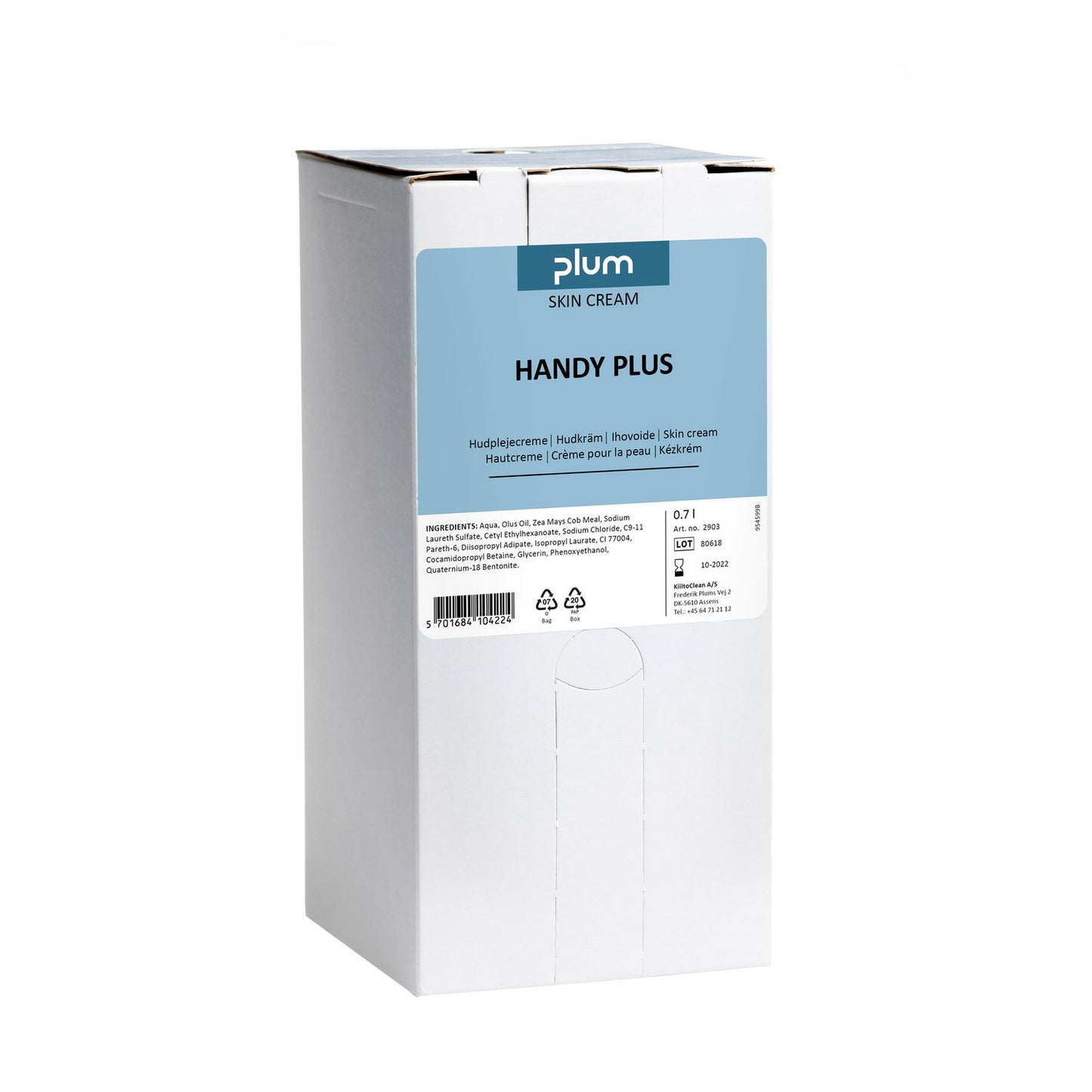 Hudcreme Handy Plus 700ml med Parfume Bag-in-box 27% fedt til efter arbejde,700 ml/stk