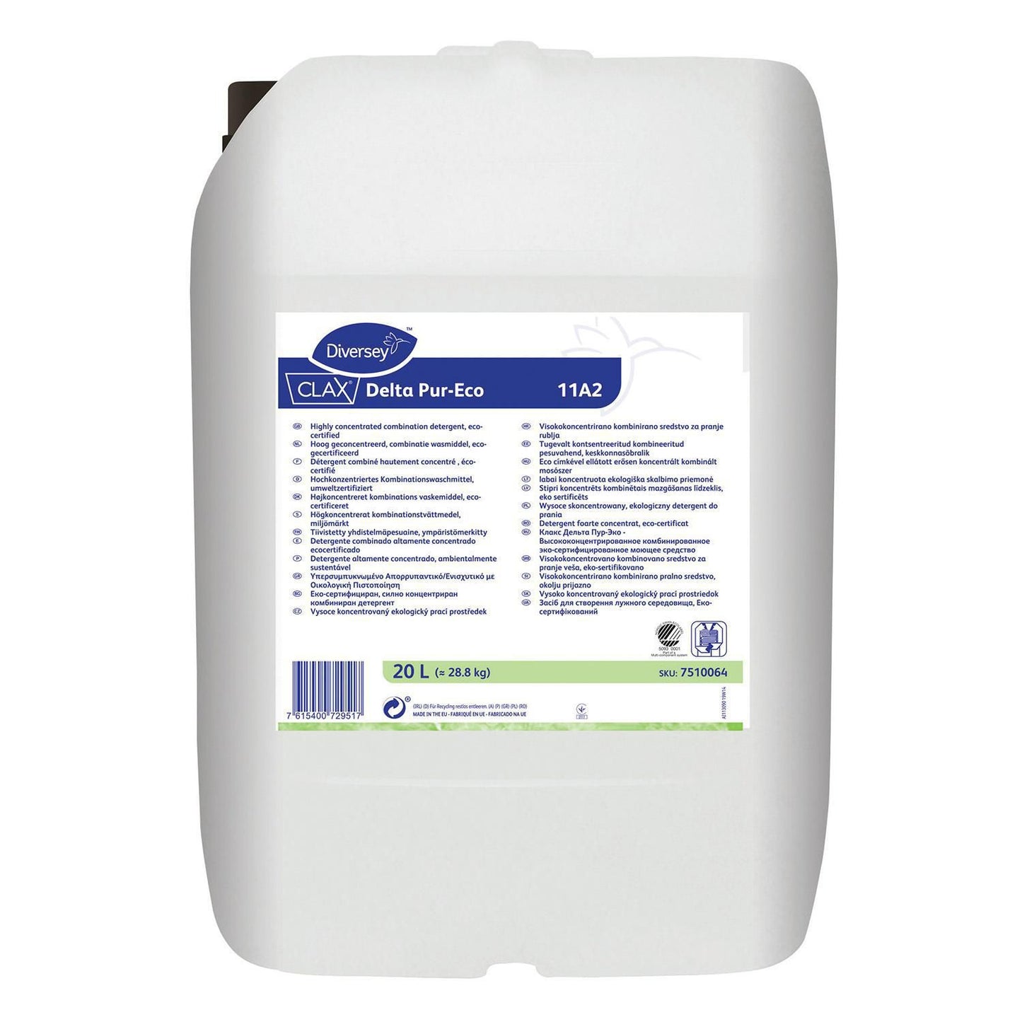 Tøjvask Vaskeforstærker Flydende Clax Delta Pur-Eco 11A2 Kalkbinder Blomstermærk,20 ltr/dnk