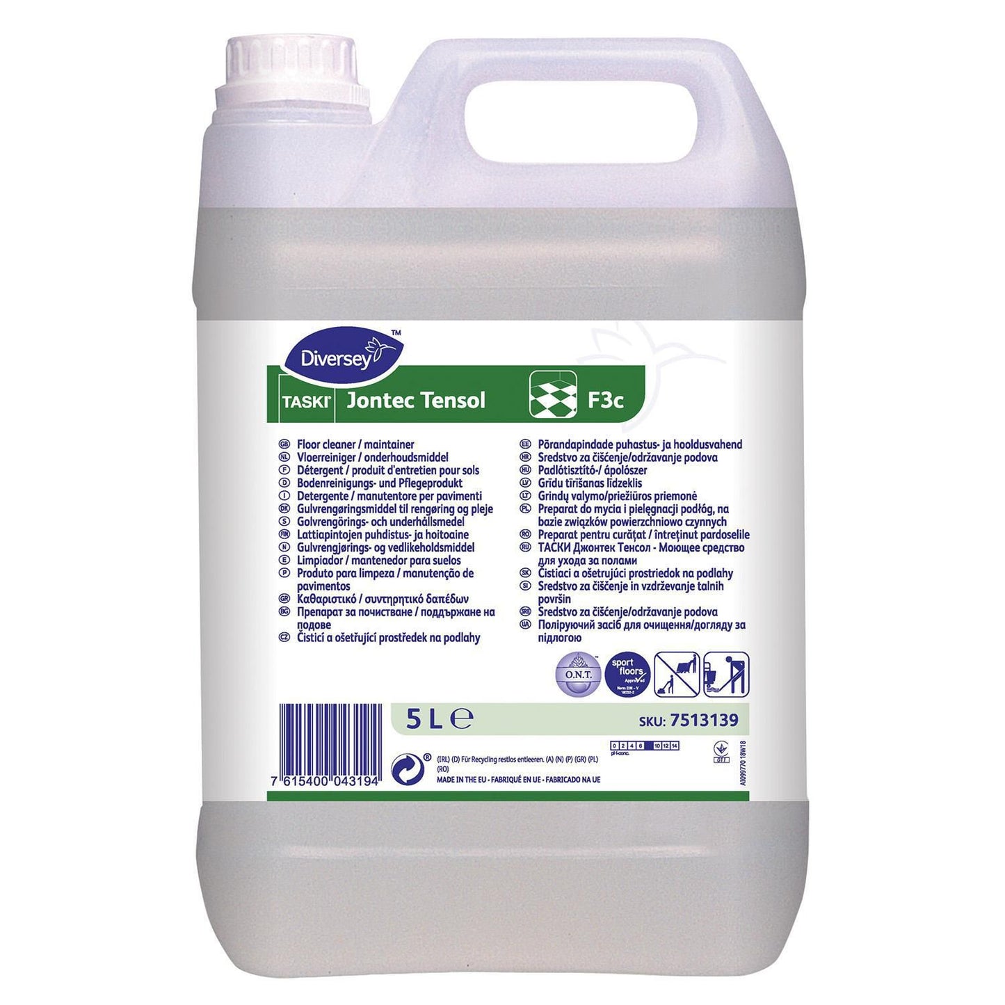 Vaskepleje Jontec Tensol F3c med Farve/Parfume uden Voks/Sæbe 5 ltr,5 ltr/dnk