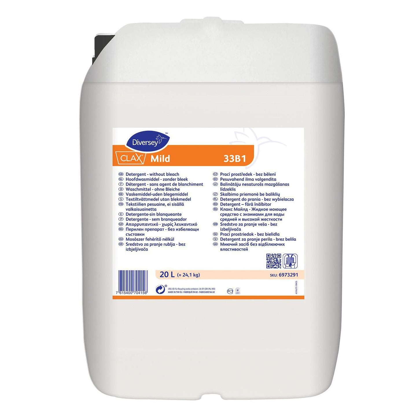 Tøjvask Flydende CLAX Mild 33B1 m/Parfume/Optisk hvid til Farvede tekstil 20 ltr,20 Ltr/dnk