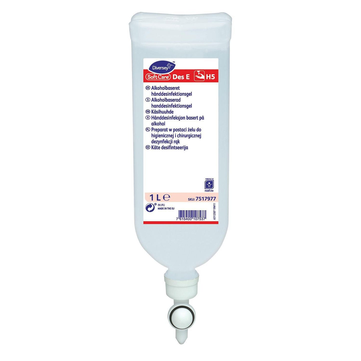 Hånddesinfektion Gel Soft Care Des E H5 1000ml m. 68% Ethanol til Soft Care Safe,6 fl x 1 ltr/krt