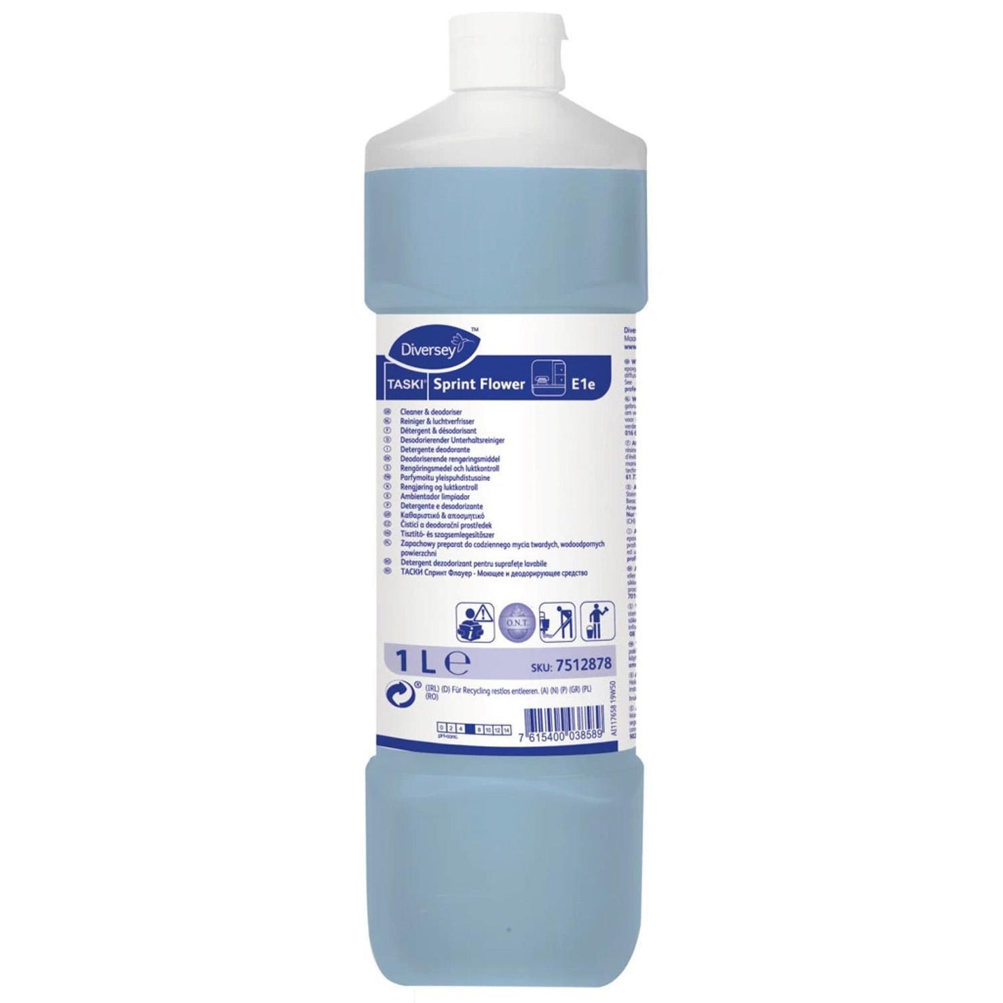 Universalrengøring Sprint Flower E1e med Farve/Parfume 1 ltr Blå,1 Ltr/dnk