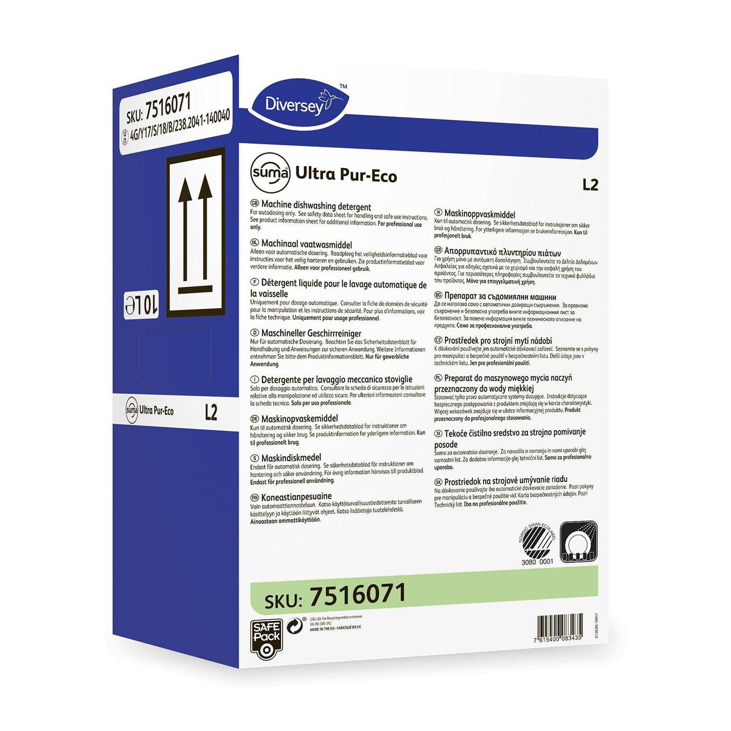 Maskinopvask Flydende Suma Ultra Pur-Eco L2 Safepack 10ltr Svanemærket uden Klor,10 ltr/krt