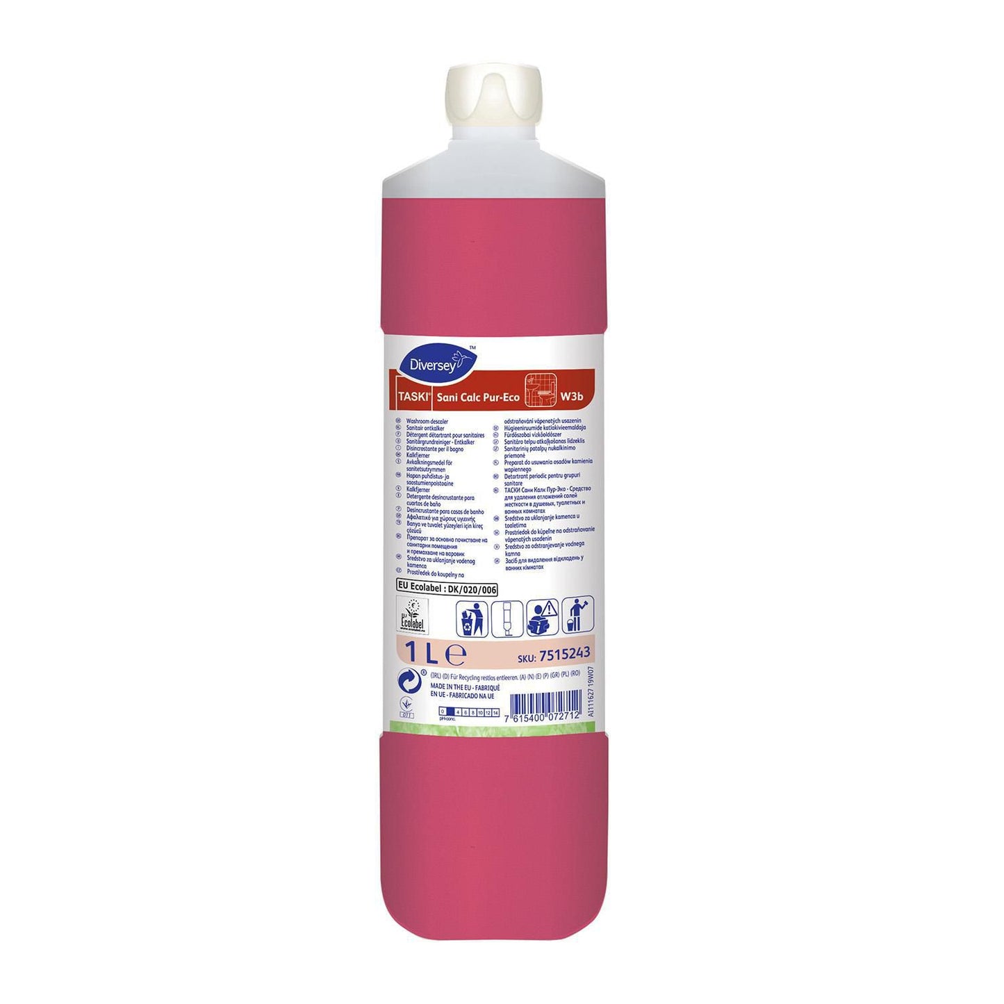 Kalkfjerner Stærkt surt Taski Sani Calc Pur-Eco W3b 1ltr med Farve/Parfume,1 ltr/fl