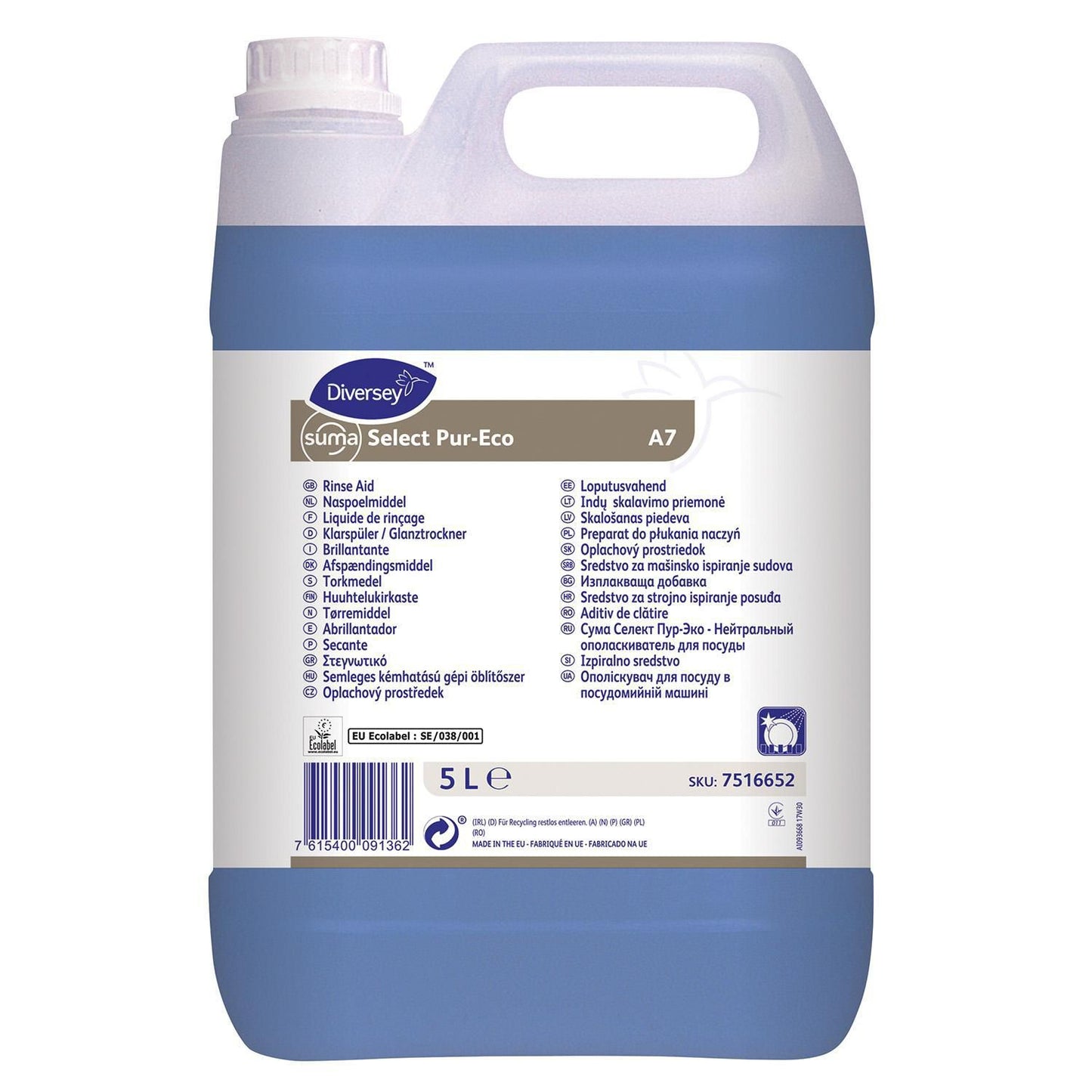 Maskinopvask Afspænding Suma Select Pur-Eco A7 5ltr Ecolabel Blødt/Middel,5 Ltr/dnk