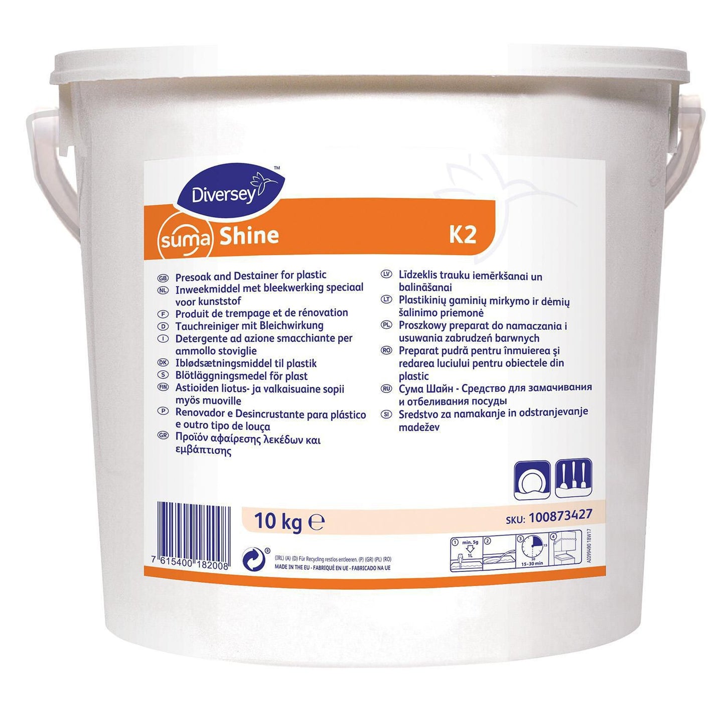 Maskinopvask Iblødsætning Pulver Suma Shine K2 10kg uden Klor til service/plast,10 kg/sp