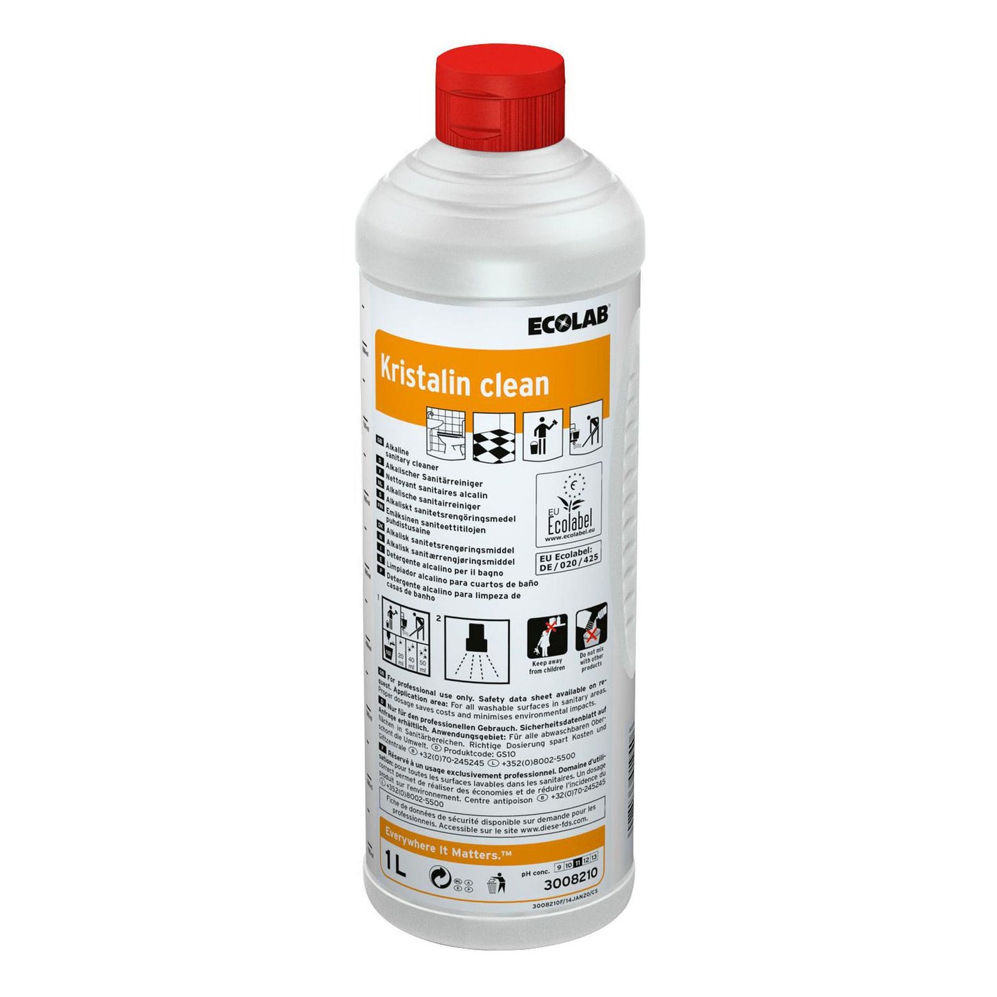 Sanitetsrengøring Alkalisk Kristalin Clean 1ltr Svanemærket uden Farve/Parfume,1 Ltr/fl