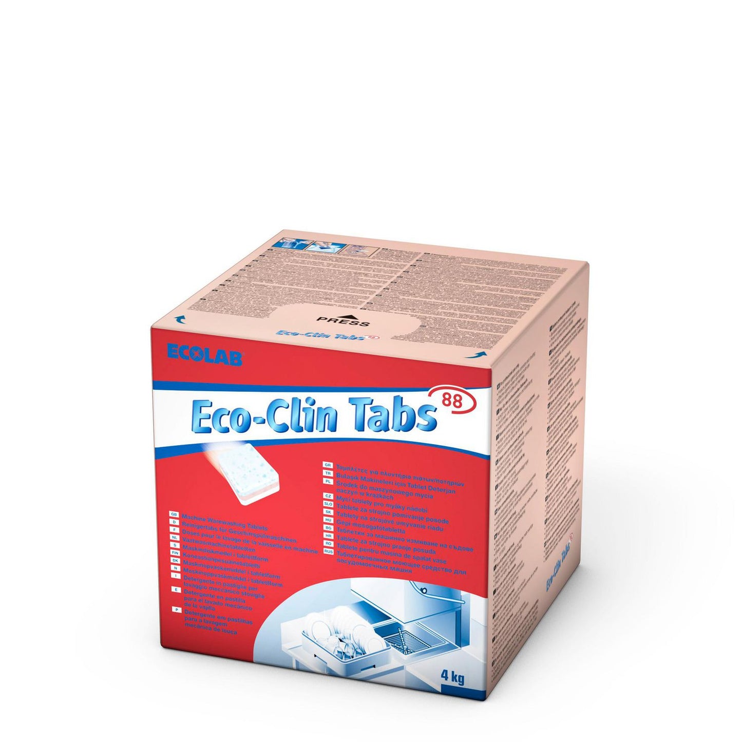 Maskinopvask Tabs Eco-Clin Tabs 88 200 stk uden Klor Opløselig til belægninger,200 stk/bk