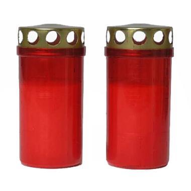 Gravlys Brændetid 45 timer med Låg Plast Rød,20 stk/krt