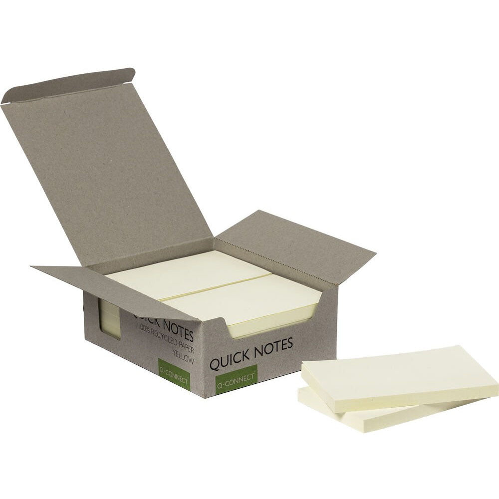 Q-connect Recycled 76 x 127 mm notes i gul