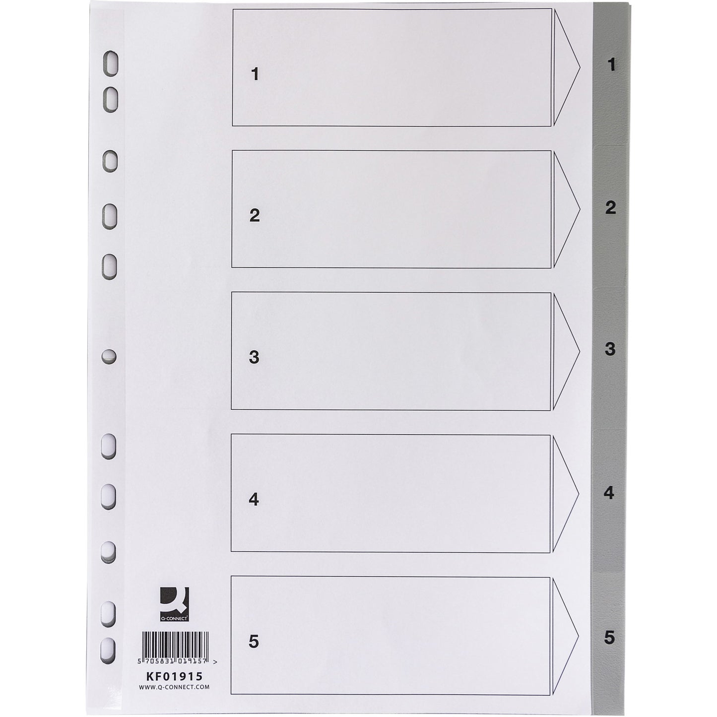 Q-connect register A4 med 5 tabs grå