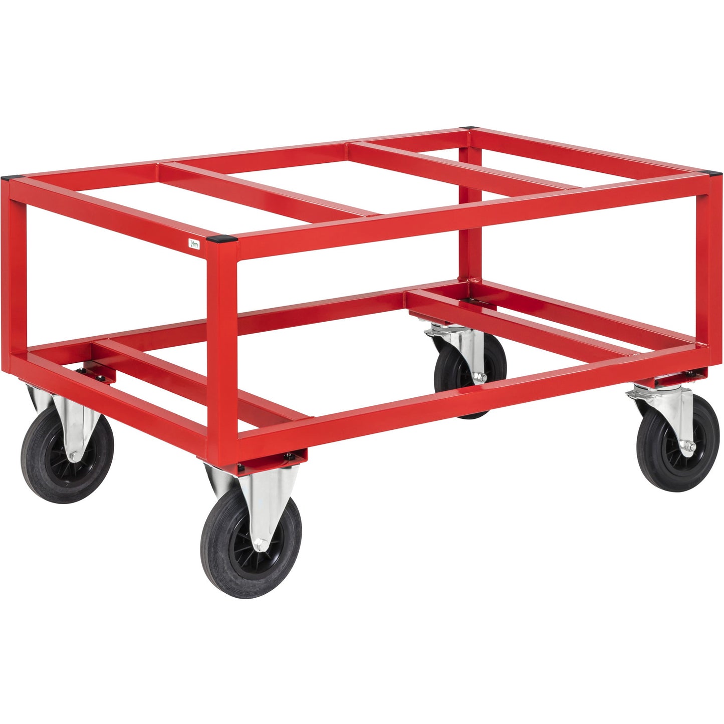 Kongamek pallevogn m/bremse 1200x800x650mm rød 800kg