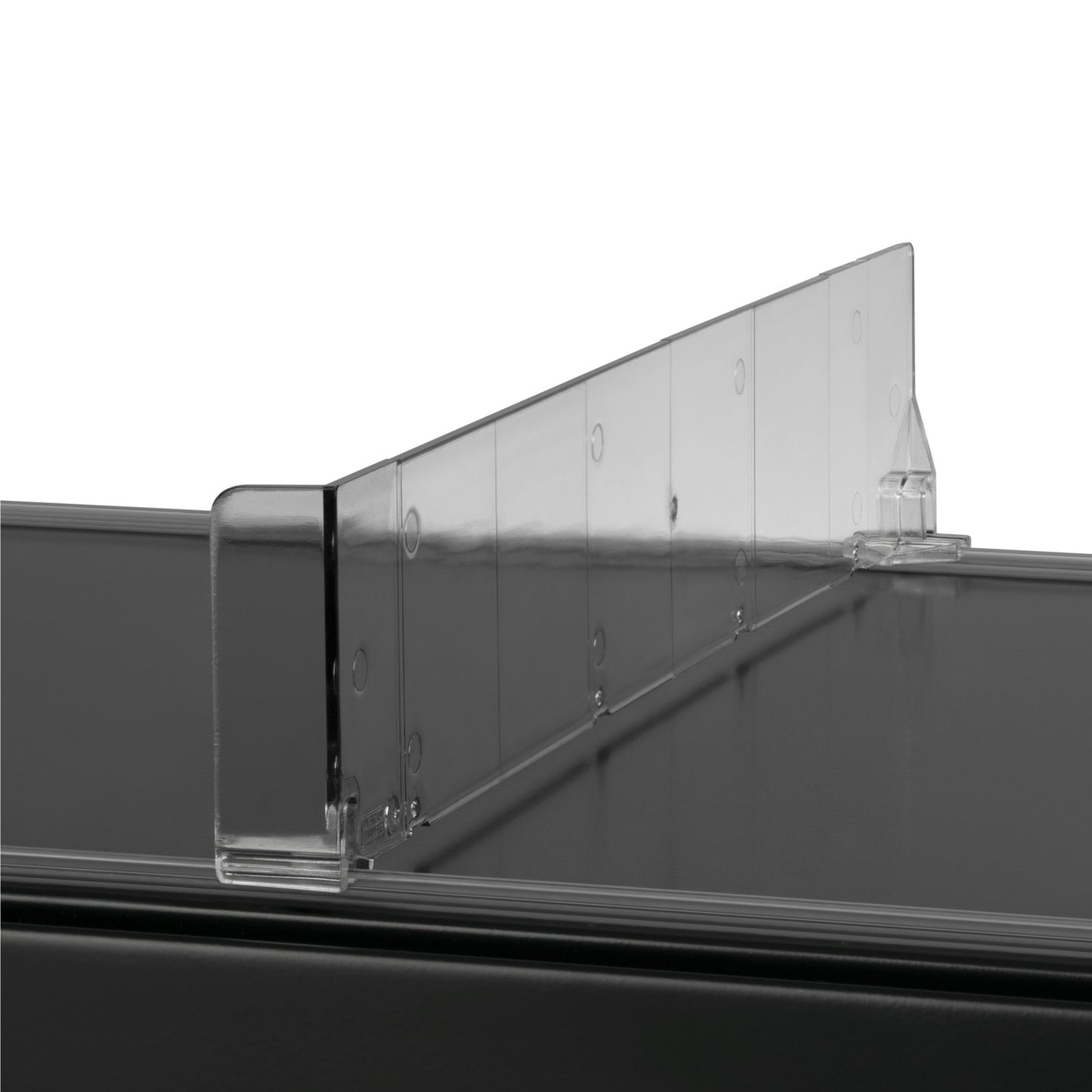 Hyldedeler lineær m/varestopper højre 285x60mm glasklar