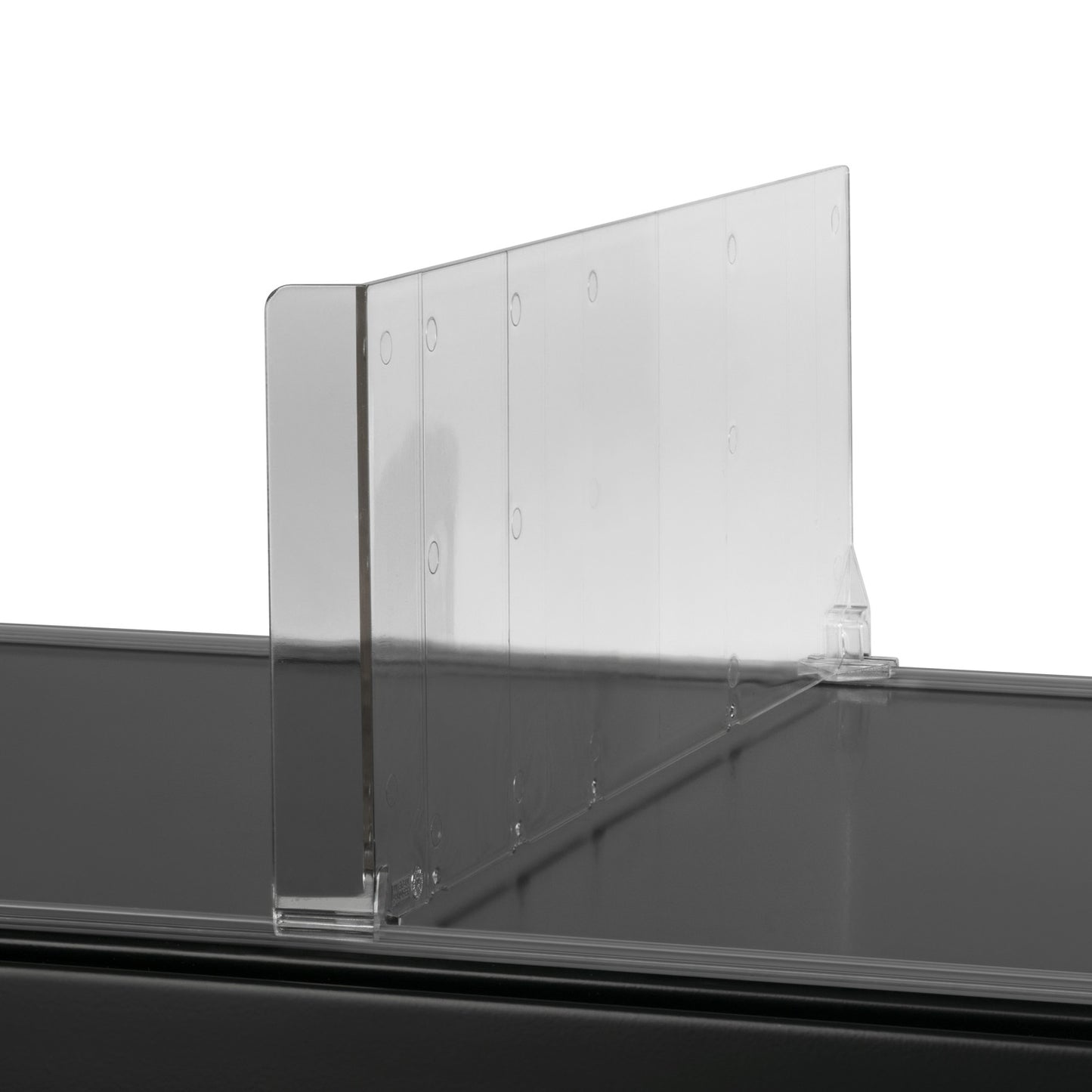 Hyldedeler lineær m/varestopper højre 435x120mm glasklar