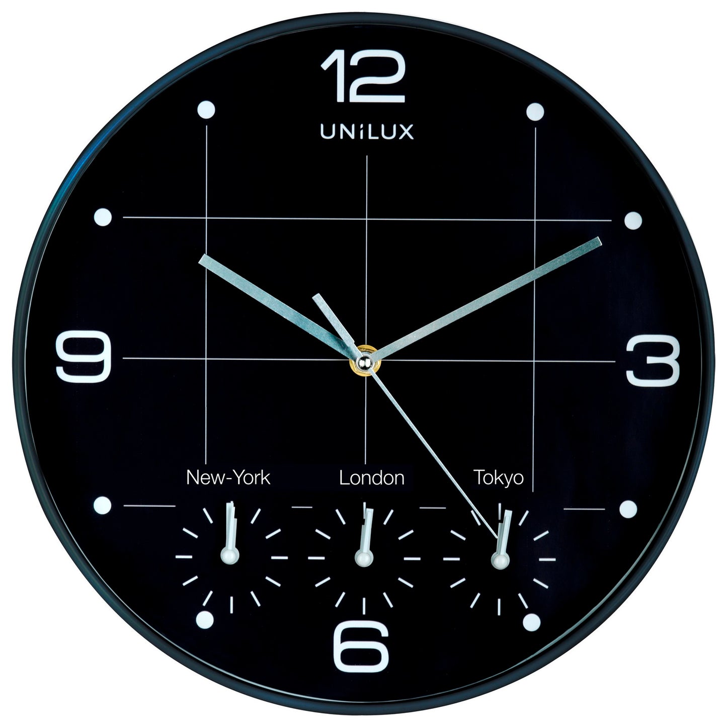 Unilux On Time vægur Ø30,5cm sort