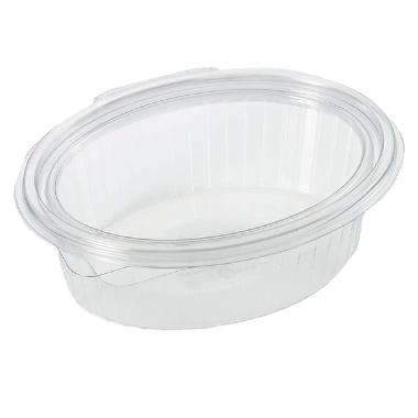 Salatbakke Clearshow 500 ml 167x131x56 mm oval Hængslet låg RPET Klar,12 pk x 50 stk/krt
