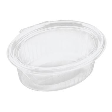 Salatbakke Clearshow 1000 ml 204x166x67 mm oval hængslet låg RPET Klar,6 pk x 50 stk/krt