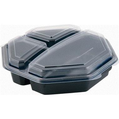 Multiboks Octaview 3-rum 230x230x60 mm med Låg PS Sort/Klar,160 stk/krt