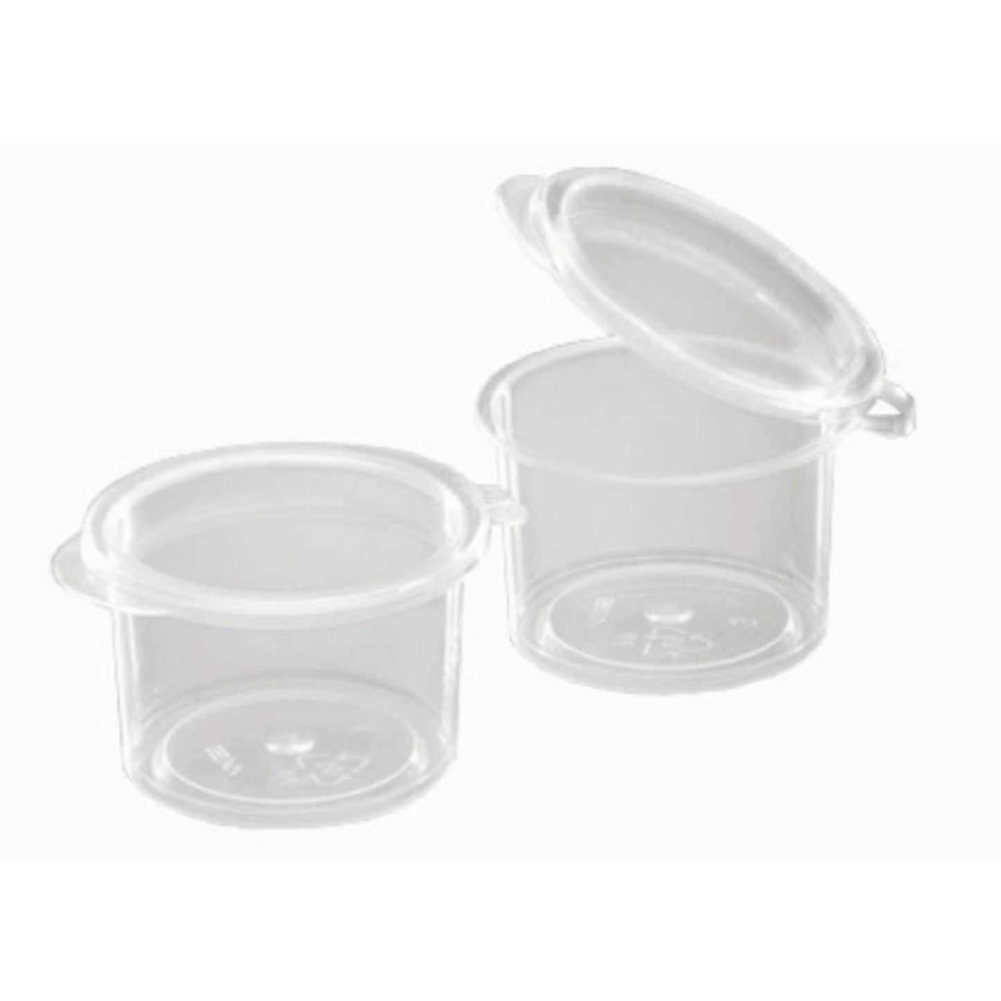 Dressingbæger sojabæger 15 ml Ø20x20 mm Hængslet låg PP Klar,250 stk/ps
