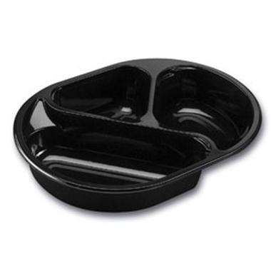 Bakke 3-rum 210/295/450 ml 238x176x45 mm Oval CPET Sort,240 stk/krt