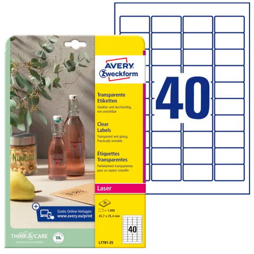 Avery L7781-25 etiketter 45,7x25,4mm 1000stk