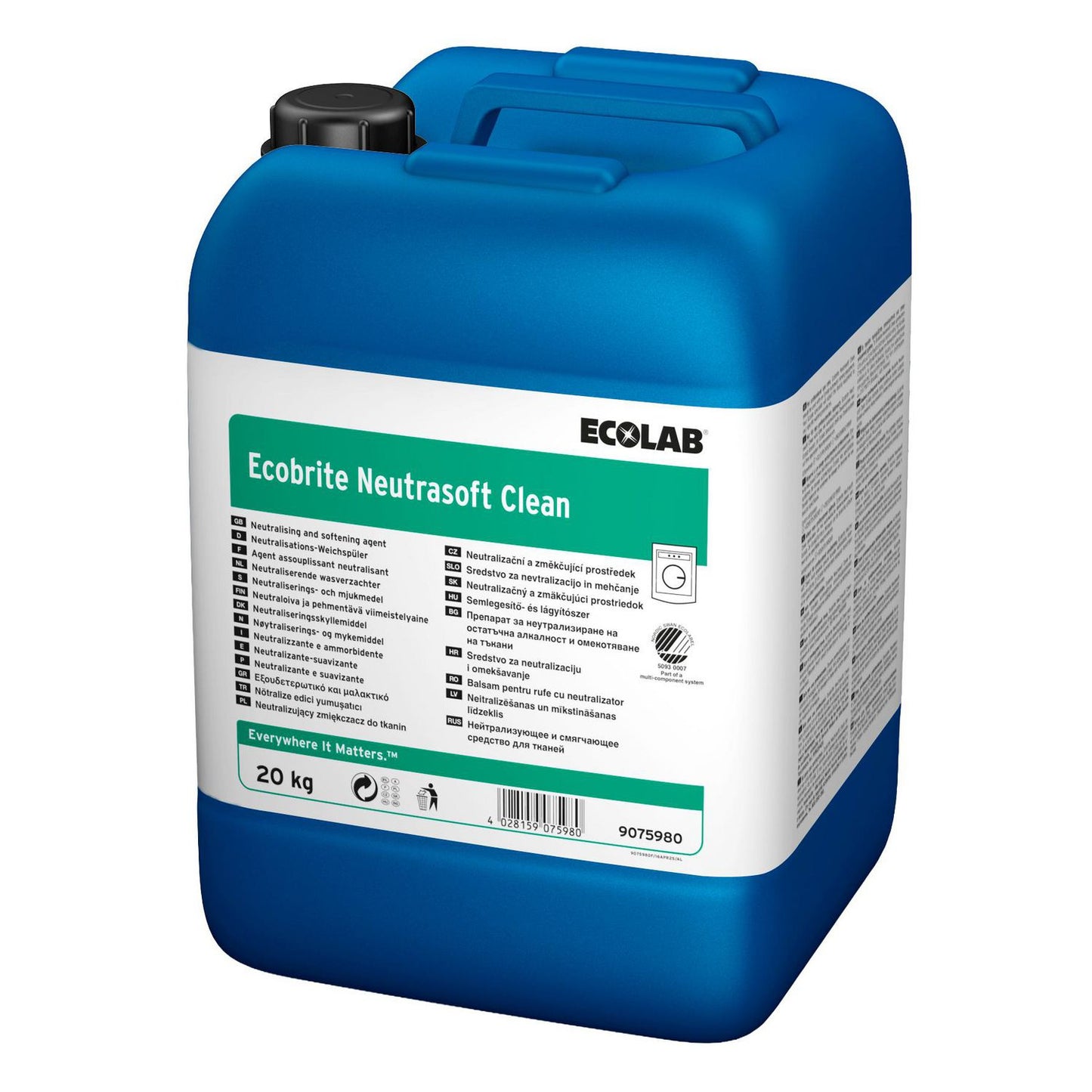 Tøjvask Skyllemiddel Ecobrite Neutrasoft Clean Svanen uden Farve/Parfume 20 ltr,20 Ltr/dnk