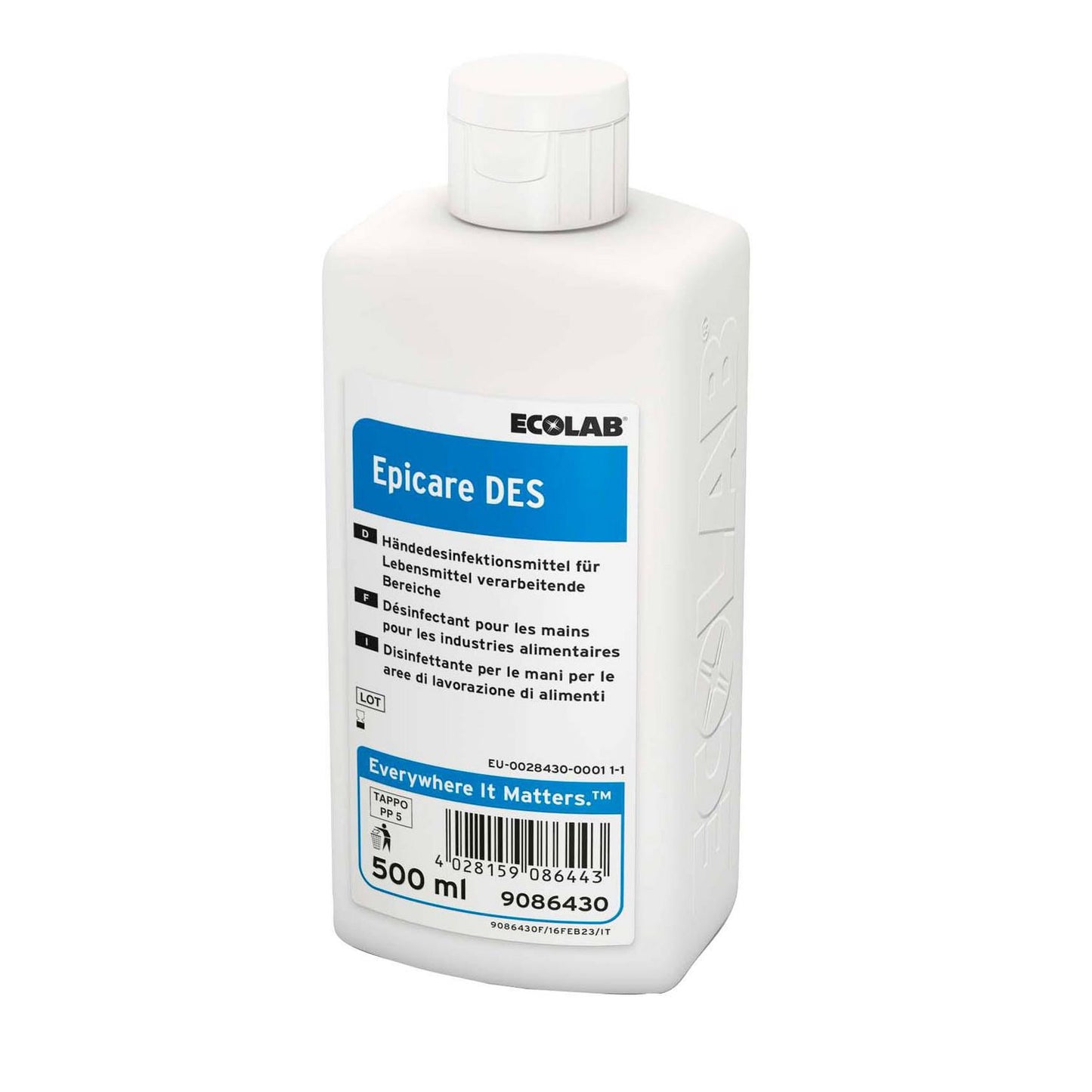 Hånddesinfektion Flydende Epicare Des 500ml med 70% alkohol/Snaplåg uden Parfume,6 fl x 500 ml/krt