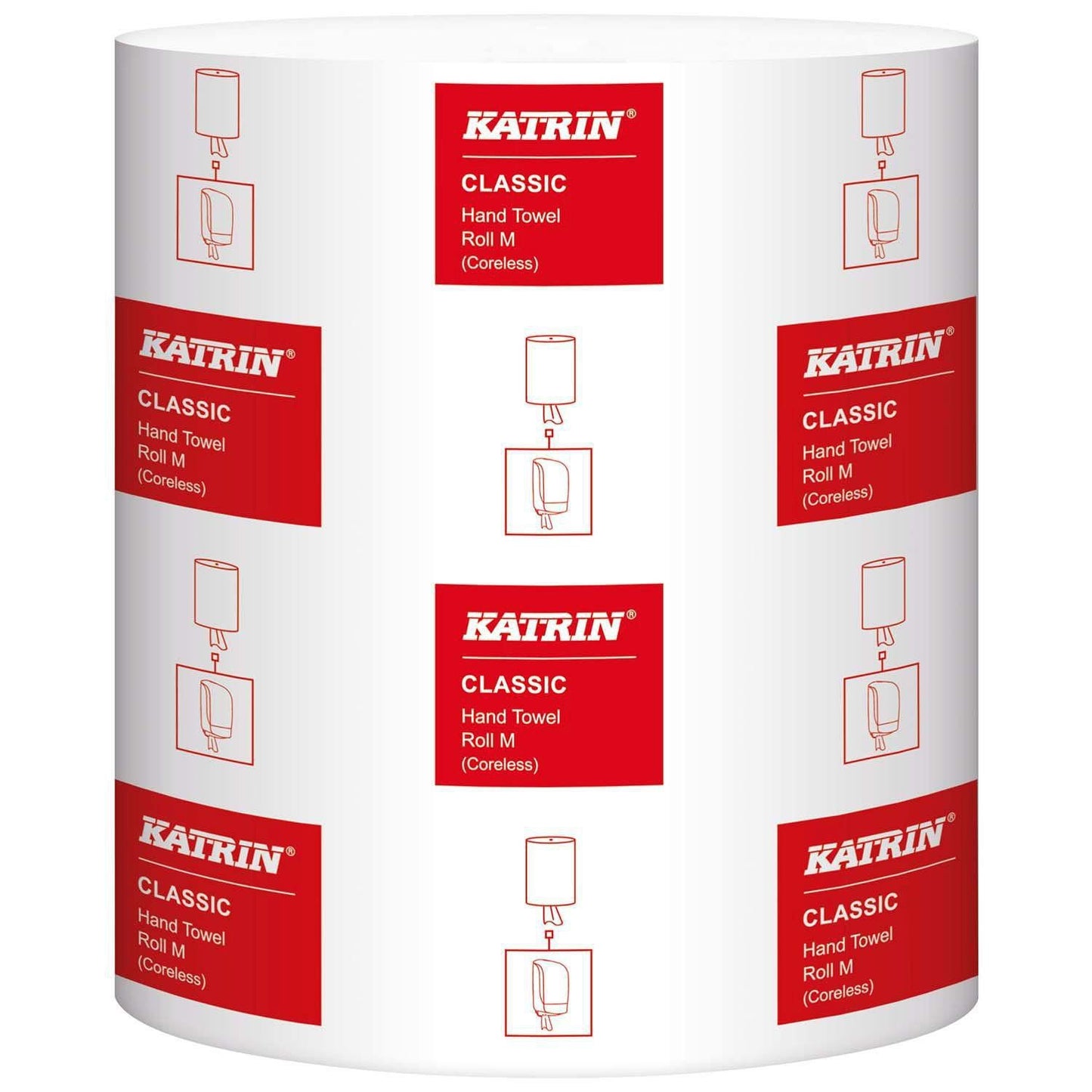 Håndklæderulle Katrin Midi 1-lag Ø19xB20.5cmxL320m Uperforeret U/Hylse Mix Hvid,6 rl/krt
