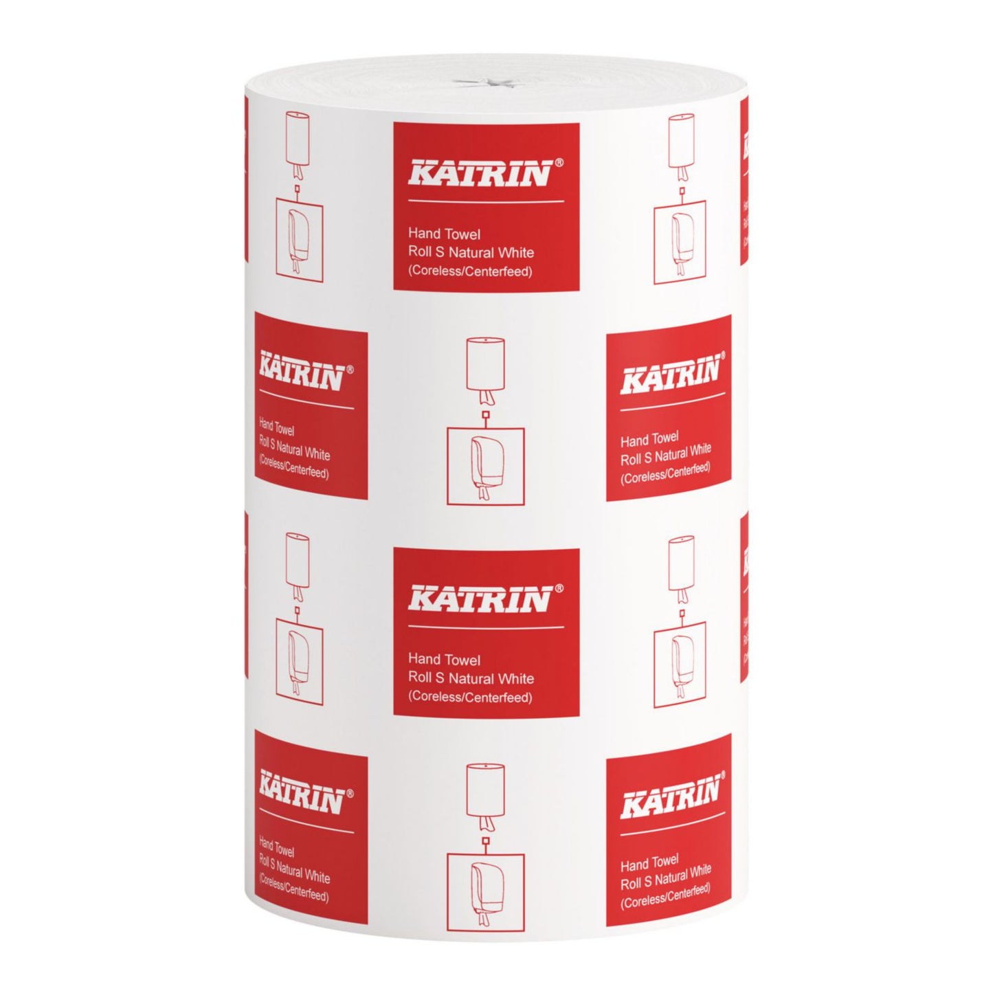 Håndklæderulle Katrin 1-lags Ø13xB20.5cmxL100m U/Hylse Uperforeret Genbrug Hvid,12 rl/krt
