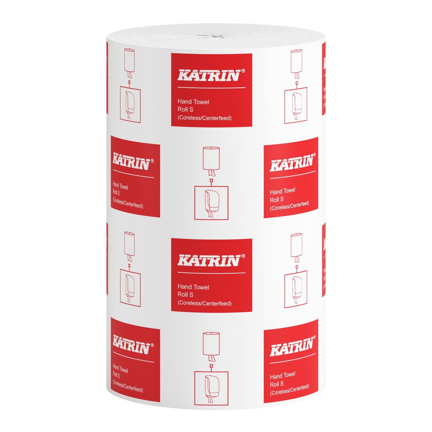 Håndklæderulle Katrin S 1-lag Ø13xB20.5cmxL116m Uperforeret U/Hylse Mix Hvid,12 rl/krt