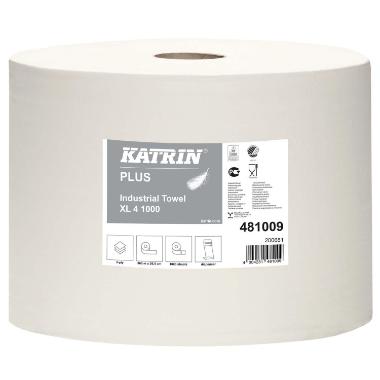 Aftørringsrulle Industri Katrin Plus 4-lag Ø36cm B26.5cmxL360m Nyfiber Hvid,1 Rl