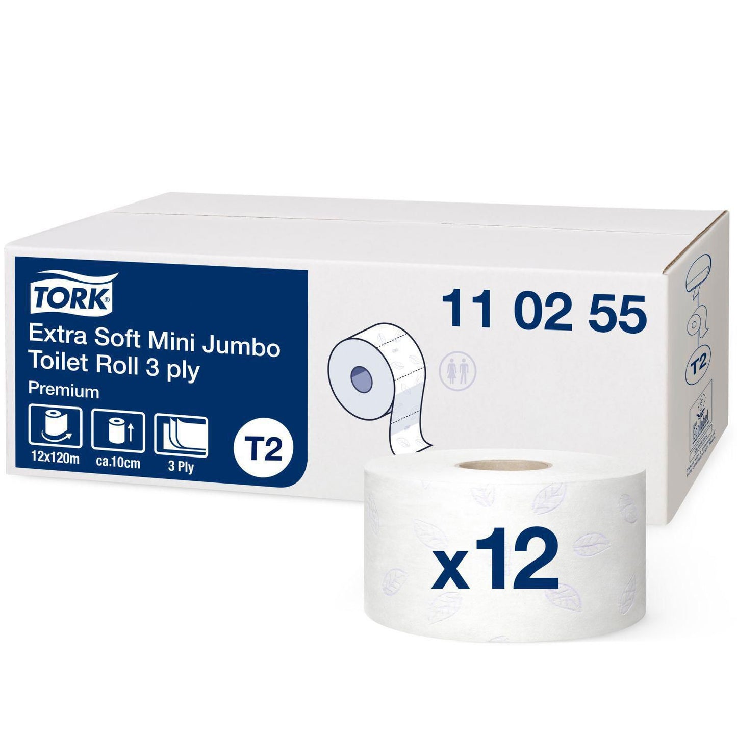 Toiletpapir Tork Jumbo Ekstra soft Premium T2 3-lag Ø18.8cm 120m,12 rl/krt