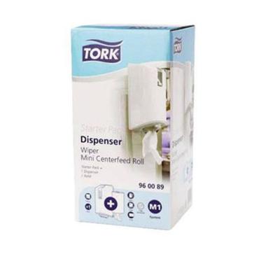 Håndklæderulle Tork Startpakke M1 1 Dispenser/1 Mini rulle 1-lag Hvid,1 stk/krt