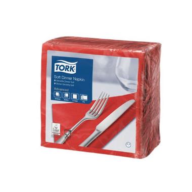 Serviet Tork 39x39cm 3-lag Rød,100 stk/pk