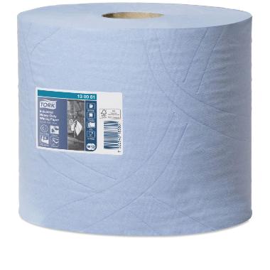 Aftørringsrulle Industri Tork W1/W2 3-lag Ø26.2cm B23.5cmxL119m Nyfiber FSC Blå,2 rl x 119 m/krt