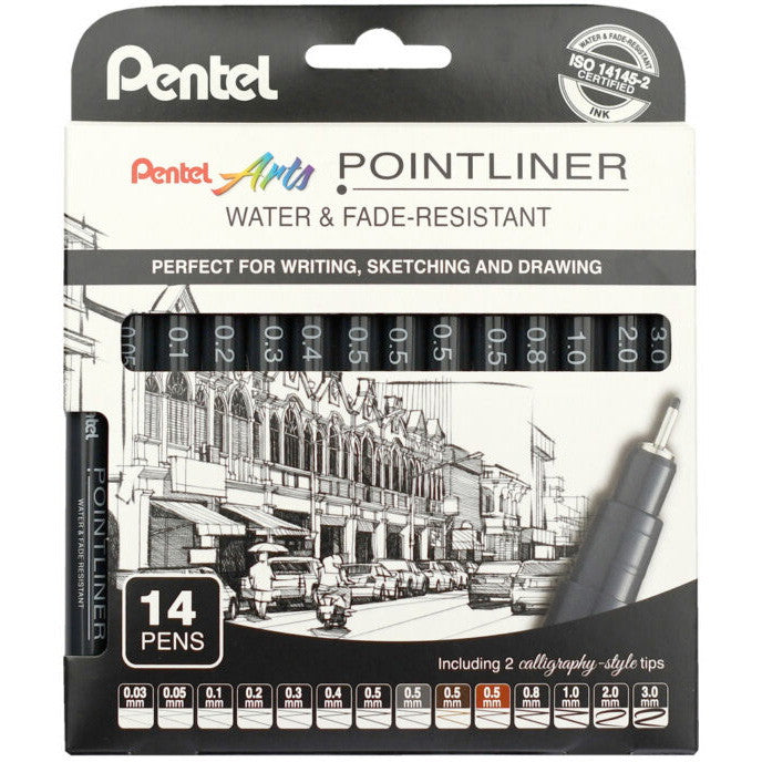 Pentel YS20P fineliner 0,03-3,0mm 14stk