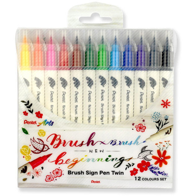 Pentel SESW30 Brush Sign Pen Twin 12stk