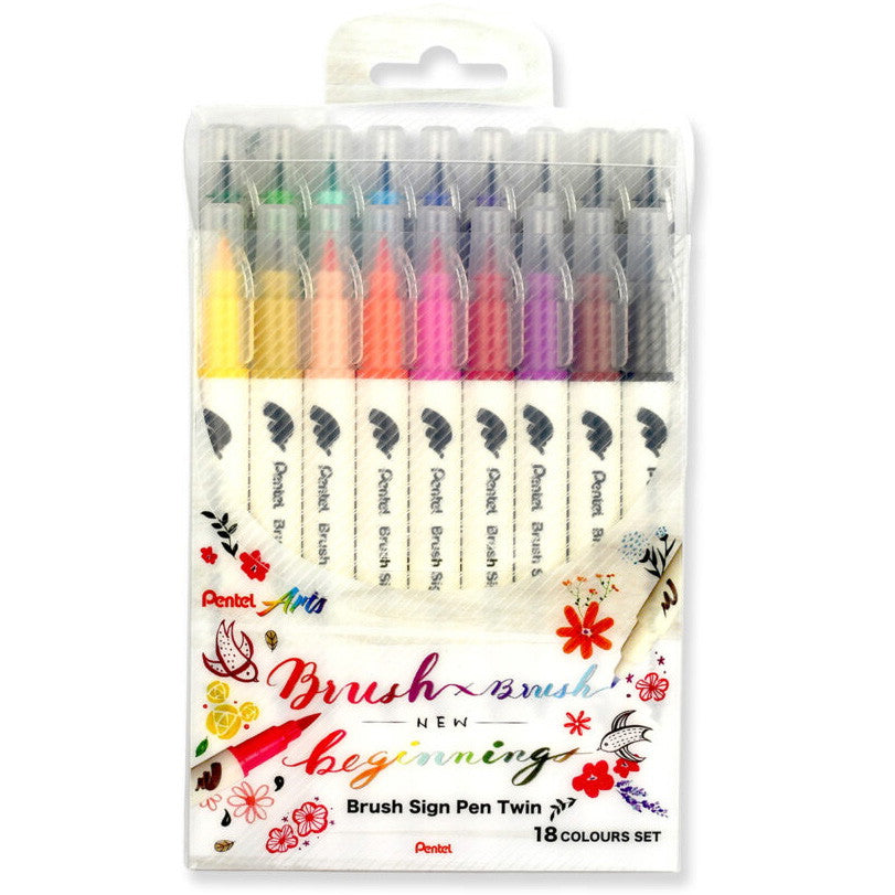 Pentel SESW30 Brush Sign Pen Twin 18stk